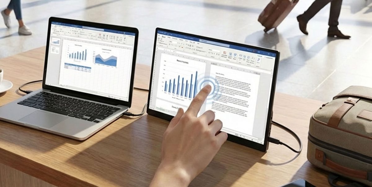 Tech Guide feature image showing Laser portable monitors in use